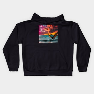 Dragon over the ocean Kids Hoodie